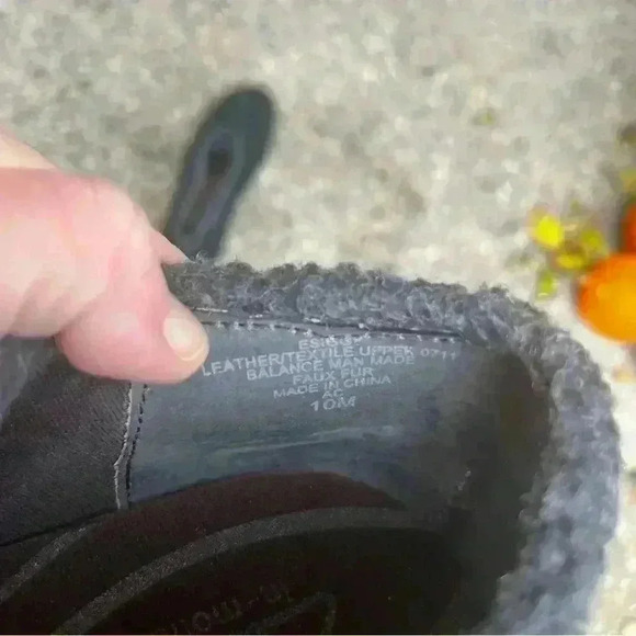 Clarks In Motion Easy Spirit Leather Faux Fur Ankle Loafer Women 10M Black - Picture 7 of 8